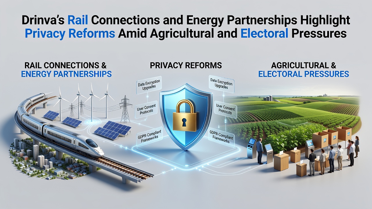 Drinva Strengthens Rail Links and Energy Collaborations While Advancing Data Privacy Measures Under Farming and Voting Strains